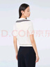 OVV2023春夏新款女裝絲棉混紡精致休閑半開襟海軍風(fēng)短袖針織衫 米白鑲拼08 M 曬單實拍圖