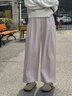 OLDER SEA休閑牛仔褲女秋季新款寬松百搭闊腿褲設計感小眾松緊腰水洗牛仔褲 香芋紫  S 【建議80-95斤】 曬單實(shí)拍圖