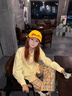 哈魯?shù)戏ㄊ近S色條紋襯衫女長袖上衣設(shè)計(jì)感開衫寬松防曬復(fù)古美式襯衣外套 黃色 L （105-115斤） 曬單實(shí)拍圖