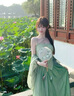 蕓蕁裙子女夏季2025新款禪意風(fēng)套裝女夏季新款新中式防曬開衫吊帶背心 綠色禪意風(fēng)夏季三件套 L 建議110-125斤 曬單實拍圖