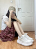 莎萊茜（SALAXI）2025秋冬新款潮牌情侶面包鞋女款百搭時尚小眾厚底增高休閑板鞋男 白色 36 【女款】 曬單實拍圖