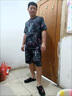 皮爾卡丹（pierre cardin）高端夏季冰絲短袖t恤男士休閑套裝新款潮流印花衣服男裝兩件套潮 瑪莎拉蒂【短袖+短褲】套裝 XL 130-145斤 曬單實拍圖