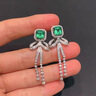 ICESTRELLA歐美微鑲祖母綠耳環(huán)女18純銀人工彩寶復(fù)古蝴蝶結(jié)耳飾耳墜 1.5克拉 曬單實(shí)拍圖