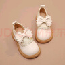 路讓宋女童皮鞋童鞋軟底蝴蝶結魔術(shù)貼皮鞋小中大童春夏英倫公主皮鞋 米白色 (單里） 32 碼內長(cháng)20.8厘米 曬單實(shí)拍圖