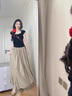 唐菓蜜連衣裙女夏季2025新款女裝韓版時(shí)尚氣質(zhì)減齡復古風(fēng)顯瘦套裝裙褲 黑色上衣+卡其裙褲 M 曬單實(shí)拍圖