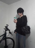 NYING美式v領(lǐng)長袖t恤男春秋季新款潮牌肌理感休閑衛(wèi)衣大碼寬松內(nèi)搭打底 黑色 XL （130-150斤） 曬單實拍圖