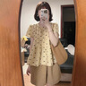 鹿依檸休閑褲女裝套裝2025夏季新款韓系減齡甜美風(fēng)小飛袖娃娃衫闊腿短褲 上衣+短褲 M 曬單實(shí)拍圖