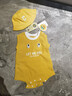 G.DUCKKIDS小黃鴨嬰兒連體衣夏季薄款男寶寶衣服小月齡短袖外出服滿月爬服 黃色哈衣+帽子+黃色襪子 66cm 66 曬單實(shí)拍圖