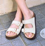 TOOMANYSHOES 【王玉雯同款】 小島度假夏季新款勃肯鞋女外穿厚底沙灘涼拖女鞋 米白 35 曬單實(shí)拍圖