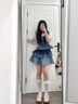 PMOG復(fù)古牛仔背帶連衣裙女夏季2025新款學(xué)院風(fēng)襯衫拼接吊帶裙兩件套裝 [三件套]襯衫+上衣+套裝裙 L 曬單實(shí)拍圖
