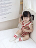 GOBABYGO丹麥兒童運動襪嬰幼兒襪子春夏款男女童中筒襪寶寶防滑透氣襪子 米白-紅條紋 1雙 2-3歲 曬單實拍圖