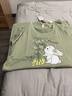芬騰夏季薄款短袖純棉家居服大碼可愛(ài)睡衣全棉女款連衣睡裙 草綠 XL 曬單實(shí)拍圖