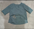 啄木鳥民族風(fēng)刺繡棉麻女裝2025夏裝新款寬松復(fù)古中袖上衣盤扣短袖t恤女 藍(lán)色 2XL 145-160斤 曬單實(shí)拍圖