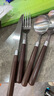 【清倉處理】仿胡桃木ins日式復古餐具304兒童刀叉家用套裝食品級 【超值4件套】圓勺+尖勺+刀+叉 曬單實(shí)拍圖
