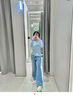 UR2025春季新款女裝復(fù)古休閑立體花朵釘珠牛仔長(zhǎng)褲UYU850023 藍(lán)色 26 曬單實(shí)拍圖