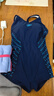速比濤（Speedo）泳衣女Fit泳感健身抗氯防曬修身顯瘦溫泉度假平角連體泳衣 藍/藍綠色 M (高158-165cm,重50-57kg) 曬單實(shí)拍圖