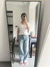 UR2025夏季新款女裝復(fù)古休閑洗水百搭闊腿牛仔長褲UWG850108 藍(lán)色 28 曬單實(shí)拍圖
