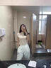 勤記高領(lǐng)短袖女高級感寬松簡約高級感半高領(lǐng)短袖針織T恤女夏季百搭寬 米色 M85-105 均碼 曬單實(shí)拍圖