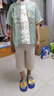 羅蒙漢服男童夏款唐裝中大童古新中式兒童國風(fēng)套裝中秋演出服 淺綠150 曬單實(shí)拍圖