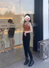 潮衣控黑色打底褲女春秋外穿2025新款秋冬加絨緊身彈力黑褲鉛筆小腳褲子 無扣長褲薄絨 2XL 適合126135斤 曬單實(shí)拍圖