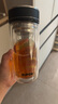 蘇泊爾（SUPOR）玻璃杯男士茶水分離水杯雙層高硼硅玻璃泡茶杯辦公大容量鵝蛋杯子 儒雅黑-400ml 曬單實拍圖