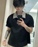 OEMG 千鳥格拼接polo襯衫領(lǐng)短袖t恤男士潮流老錢風(fēng)半袖休閑上衣體恤衫 黑色 XL [建議110-130斤] 曬單實拍圖