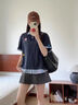 佐敘美式復(fù)古假兩件POLO領(lǐng)短袖t恤女夏季新款刺繡學(xué)院風(fēng)寬松顯瘦上衣 藏青色 M （95-110斤） 曬單實(shí)拍圖