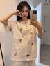 另約韓版ins風純棉睡衣女夏季新款短袖短褲斑點狗狗可外穿家居服套裝 E118 波點小狗 L 曬單實拍圖