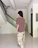 安之伴【巨涼感】家居睡衣女款夏季純棉休閑寬松短袖可外穿帶胸墊套裝 橡子褐 XL 曬單實(shí)拍圖