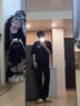 RLZN大碼彎刀牛仔褲子男款春夏秋季顯高顯瘦彈力高街學(xué)生直筒微喇褲子 黑色 L 110-130斤 曬單實拍圖