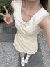 斤慕法式小香風(fēng)娃娃領(lǐng)無(wú)袖連衣裙女收腰顯瘦氣質(zhì)千金風(fēng)短裙子夏季新款 黃色無(wú)袖連衣短裙 M 推薦90-100斤左右 曬單實(shí)拍圖