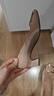 NINE WEST/玖熙高跟鞋粗跟新款真皮通勤方頭金屬扣女士單鞋 杏色 37 曬單實(shí)拍圖