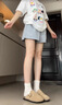 棉致冰絲薄款高腰闊腿短褲女夏季2025新款小個(gè)子外穿休閑運(yùn)動五分褲 119藍(lán)色【高品質(zhì)18.5】 L 100-115斤 曬單實(shí)拍圖