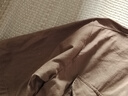 楠語秋（NANYUQIU）五分袖大碼工裝襯衫男港風(fēng)日系寬松多口袋短袖襯衣慵懶風(fēng)夏季中 卡其色 2XL 曬單實(shí)拍圖