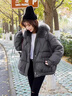 DRPR品牌女裝新品羽絨服女短款小個子2025冬季新款白鴨絨亮面連帽加厚 圖片色 S 曬單實拍圖