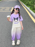 G.DUCKKIDS女童套裝衣服短袖夏裝2025新款女寶寶洋氣時髦兒童夏季兩件庫洛米 CCTZ-628【紫色套裝】 130 cm 曬單實拍圖