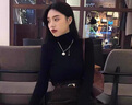 皮爾卡丹（pierre cardin）鄂爾多市100純羊毛衫女秋冬加厚半高領(lǐng)毛衣修身針織內搭打底衫 杏色 M 建議85-95斤 曬單實(shí)拍圖