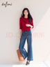 伊芙麗（eifini）【萬(wàn)向彈】伊芙麗顯瘦氣質(zhì)九分直筒牛仔褲女2025秋季新款百搭褲子 深藍 S 腰圍65 曬單實(shí)拍圖