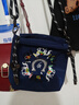 日系ins百搭刺繡束口小方包手機包女時尚尼龍包高級感單肩斜跨包 藏青色萬里馬斜挎包/ 均碼 曬單實拍圖