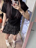 浪莎黑色碎花短裙女夏季2025新款a字顯瘦半身裙小個子芭蕾風蛋糕裙 曬單實拍圖