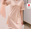 莫代爾睡衣女士新款冰絲睡裙性感夏季薄款蕾絲短袖睡裙家居服舒適 粉色 M 160【80斤-100斤】 曬單實拍圖