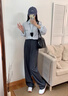 恰凡（QIAFAN）休閑褲女灰色西裝褲春秋2025新款顯瘦高級垂感窄版直筒闊腿褲薄款 巴黎灰（常規(guī)） S  建議體重80-95斤 曬單實拍圖