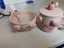 精東家可愛豬豬陶瓷碗帶勺送禮餐具家用情侶吃飯碗高顏值女生米飯碗 粉色豬豬碗+桃子勺【禮盒裝】 曬單實拍圖