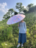 愛上雨折疊雨傘晴雨兩用女結(jié)實抗風輕便易攜防曬防紫外線遮陽太陽傘大號 8骨彩膠防曬-茉莉蜜桃-仿木柄 曬單實拍圖