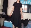 FILA FUSION斐樂潮牌女子針織連衣裙2025夏季新款時(shí)尚不規(guī)則T恤裙 正黑色-BK M 165/84A/M 曬單實(shí)拍圖
