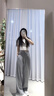 浪莎窄版闊腿運(yùn)動(dòng)褲女春秋款寬松直筒高腰顯瘦垂感小個(gè)子休閑香蕉褲女 淺灰色 【春秋款】 L 【推薦110-120斤】 曬單實(shí)拍圖