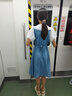 G.DUCKKIDS女童連衣裙夏裝新款兒童泡泡袖牛仔裙夏季洋氣女大童A字裙子 藍色 160 曬單實拍圖
