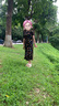 白鹿語時尚印花傘擺裙2025夏季新款布料柔軟垂感長裙 黑色  L  曬單實拍圖