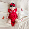 皮爾卡丹（pierre cardin）童裝嬰兒衣服旗袍連體衣國風(fēng)刺繡夏裝女寶寶喜慶包屁衣抓周歲禮服 紅色 66cm 建議0-3個(gè)月8-12斤 曬單實(shí)拍圖