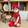 G.DUCKKIDS小黃鴨寶寶周歲禮服夏季紅色短袖百日宴嬰兒衣服夏季薄款0-6個(gè)月 紅色喜慶抓周服 66cm 66碼0-3月建議寶寶4-6公斤 曬單實(shí)拍圖